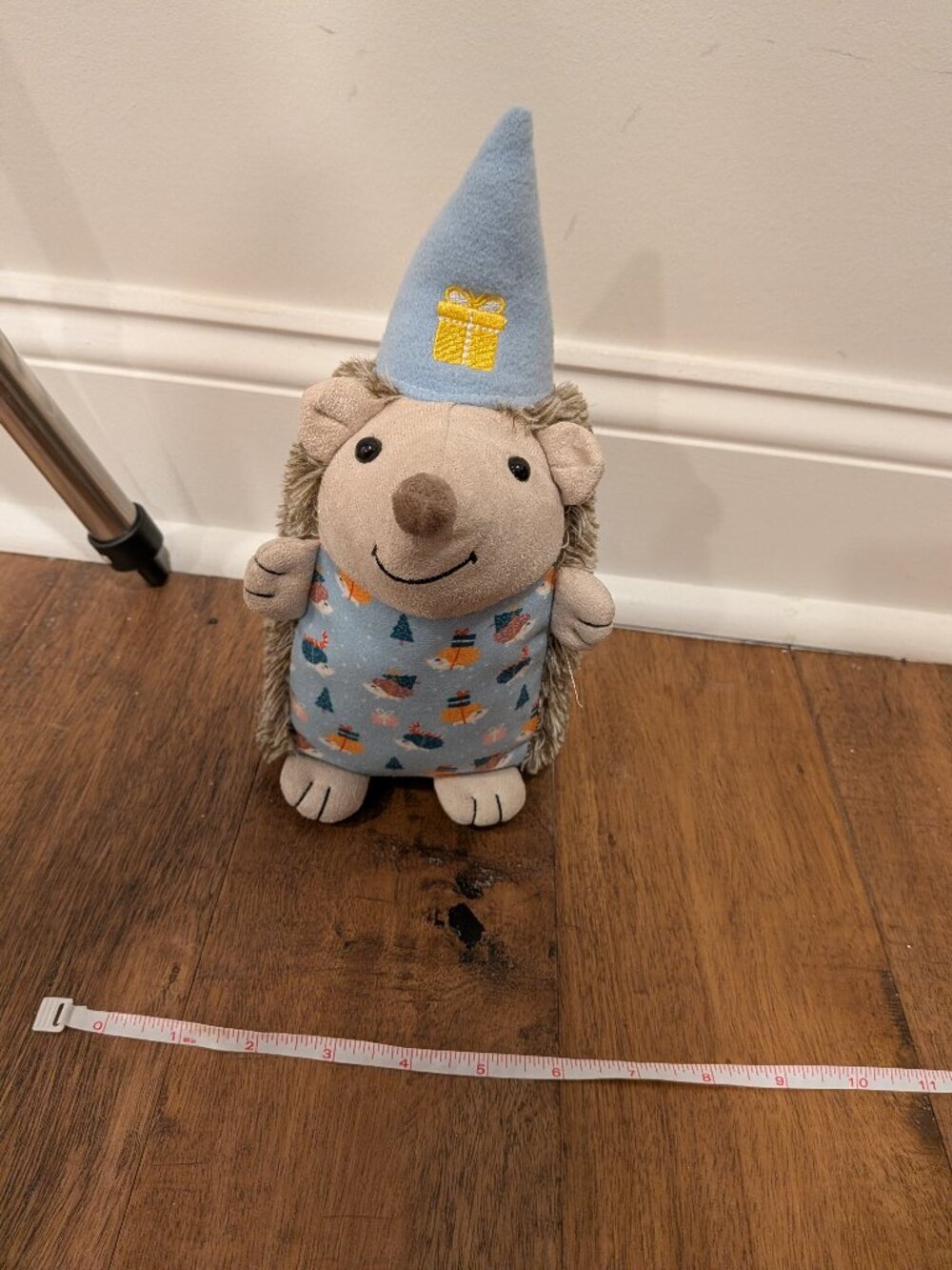 Aldi decorative Christmas bean bag plush mini hedgehog hat, 10"